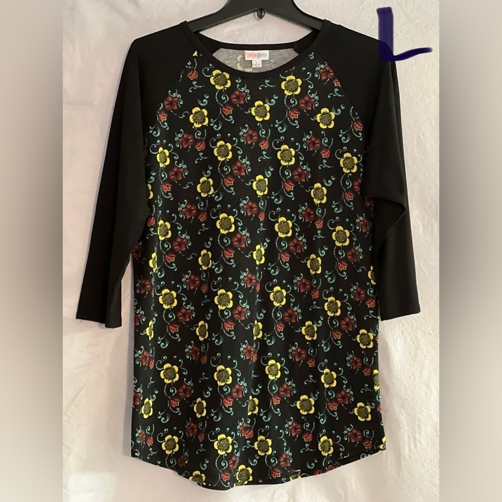 LADIES LARGE BLACK & YELLOW TOP